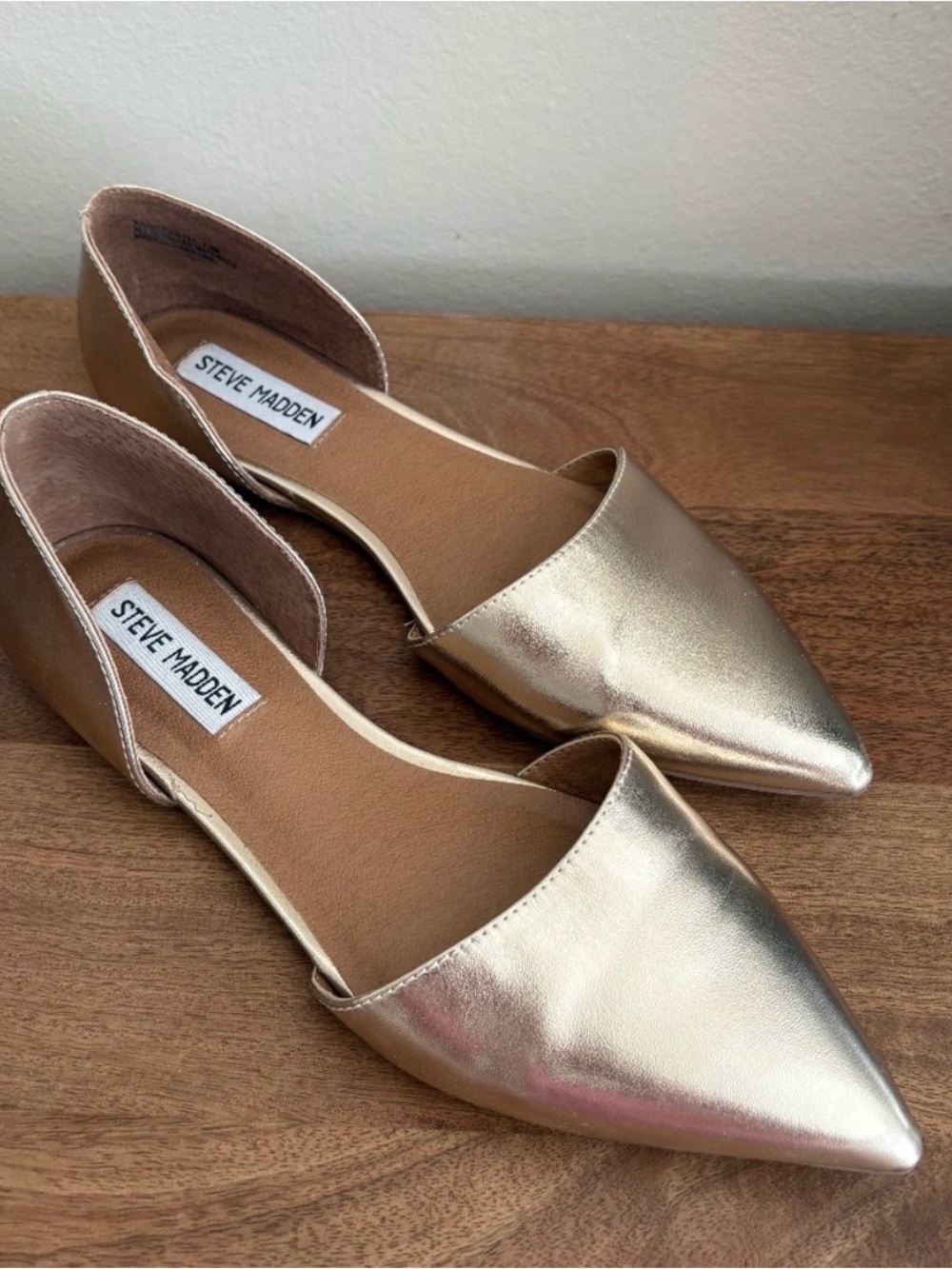 Steve Madden Gold Pointed Toe Flats